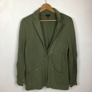 Talbots Cotton Blend Knit Cardigan Blazer with Pockets Army Green size L